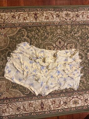 Free people Pale Yellow Floral Ruffle Shorts